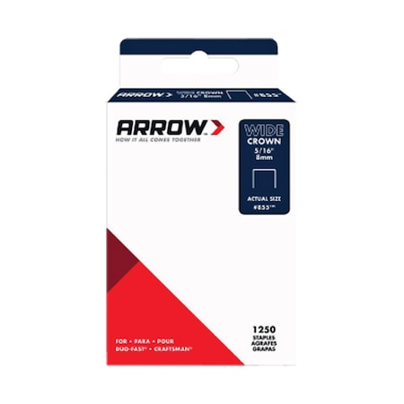 Arrow Fastener Arrow No 855 1/2 in. W X 5/16 in. L 18 Ga. Wide Crown Standard Staples 1250 pk 855SP
